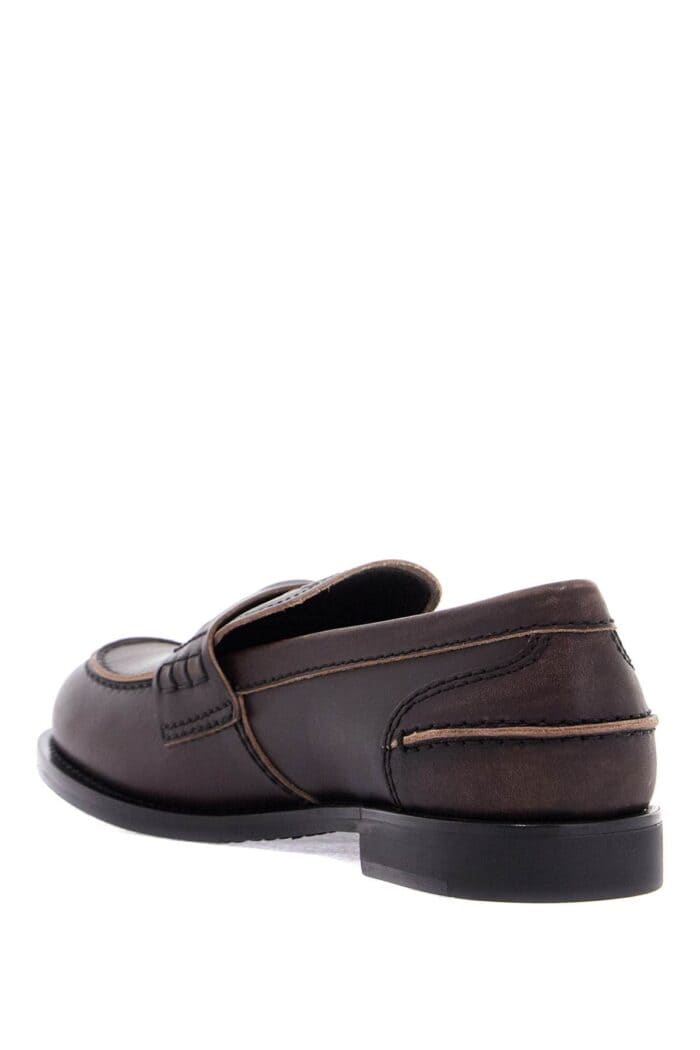 MIU MIU Used-effect Leather Loafers