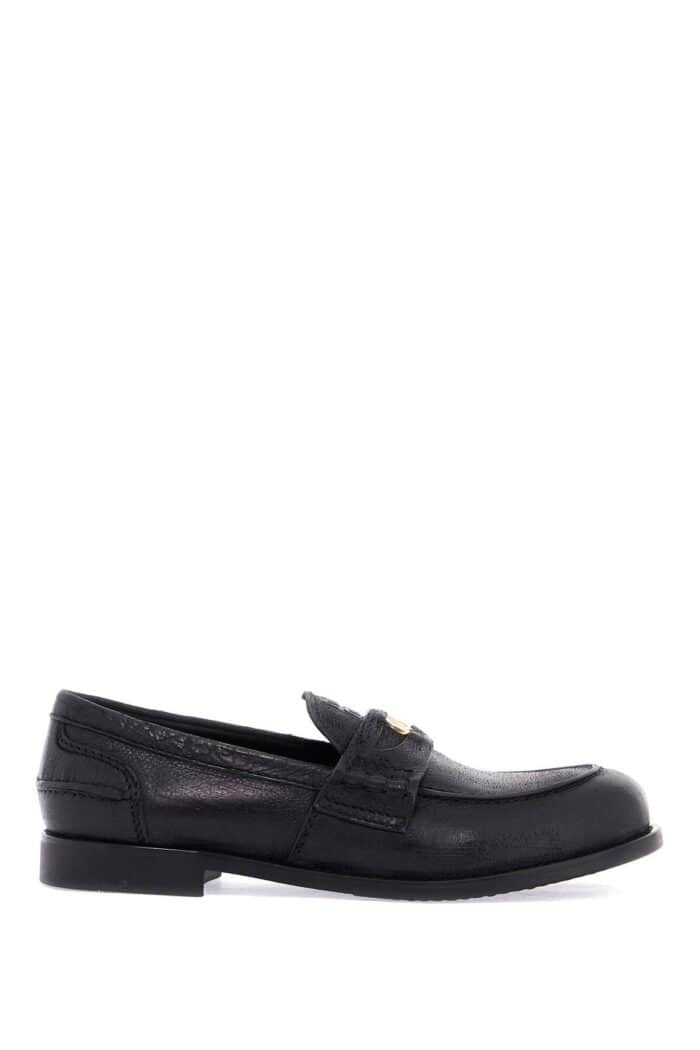 MIU MIU Vintage-effect Leather Penny Loafers