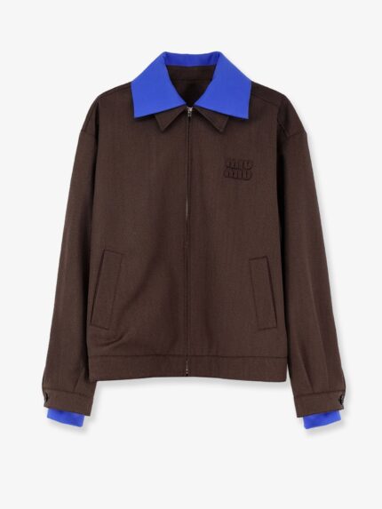 Miu Miu Virgin Wool Jacket With Logo Detail