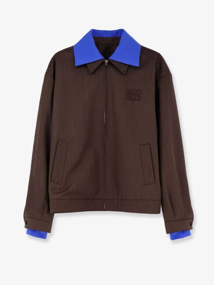 Miu Miu Virgin Wool Jacket With Logo Detail