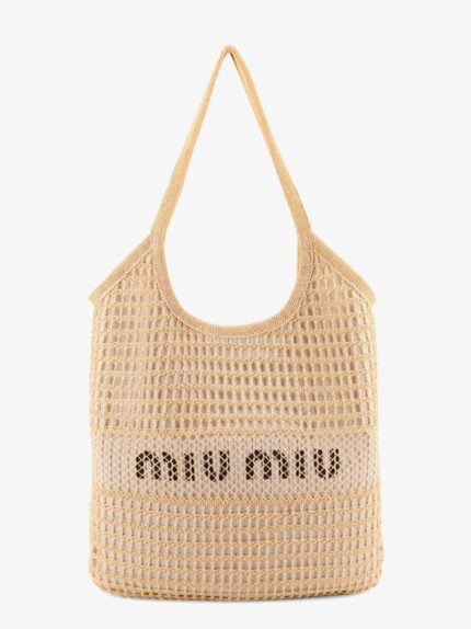 Miu Miu Viscose Ivy Shoulder Bag With Rafia Effect
