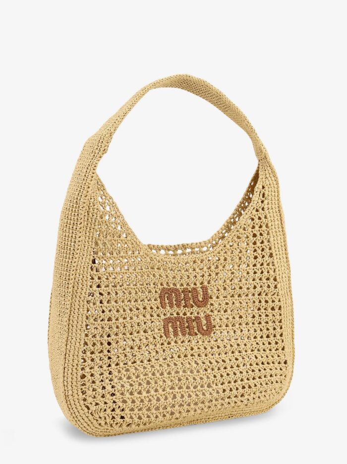 Miu Miu Viscose Shoulder Bag With Rafia Effect And Lettering Logo