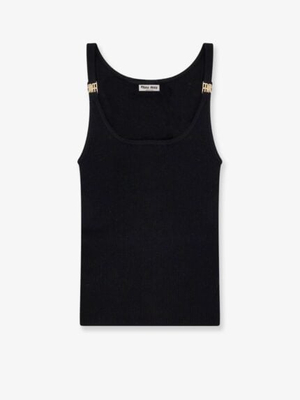 Miu Miu Viscose Top With Metal Logo