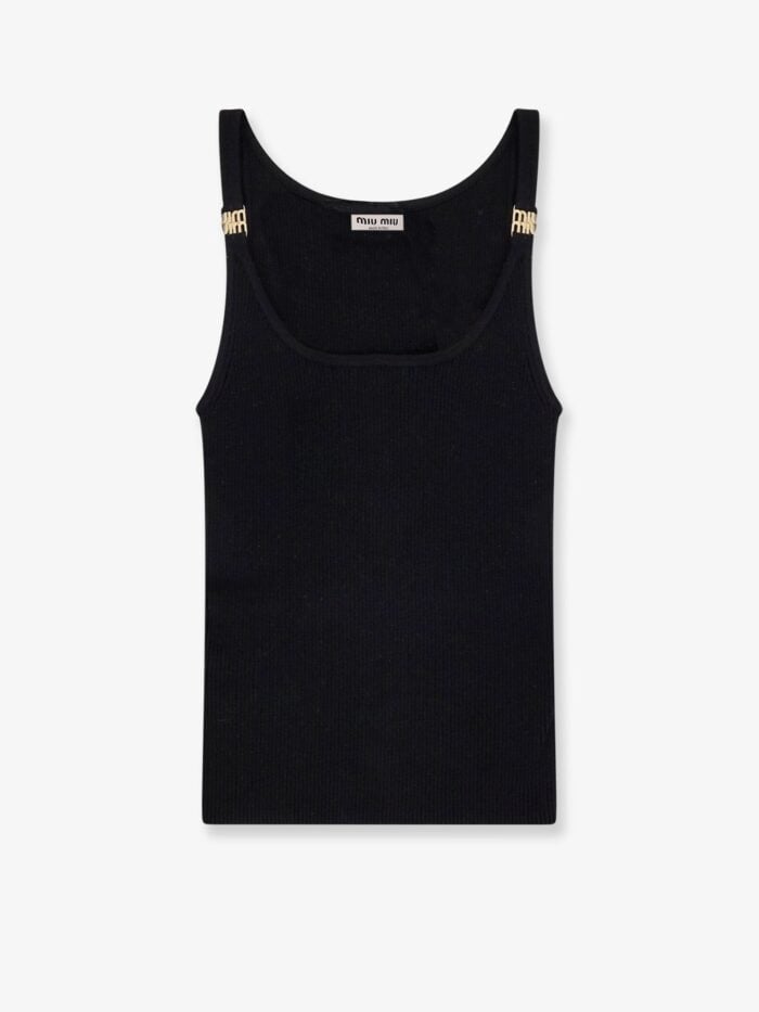 Miu Miu Viscose Top With Metal Logo