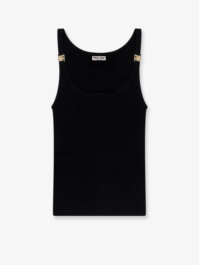 Miu Miu Viscose Top With Metal Logo