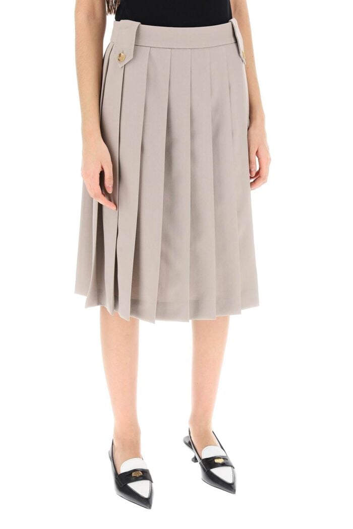 MIU MIU Wool Gabardine Pleated Skirt