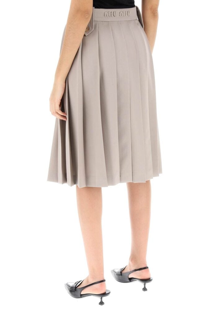 MIU MIU Wool Gabardine Pleated Skirt