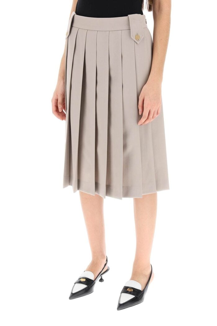 MIU MIU Wool Gabardine Pleated Skirt