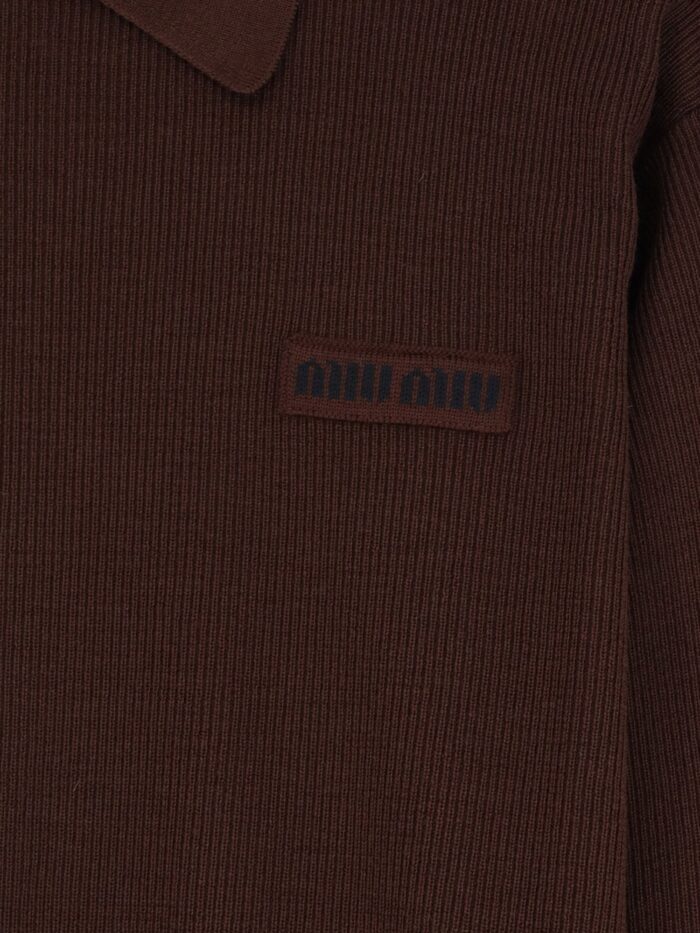 Miu Miu Wool Polo Shirt With Embroidered Logo On The Front