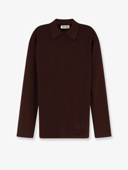 Miu Miu Wool Polo Shirt With Embroidered Logo On The Front