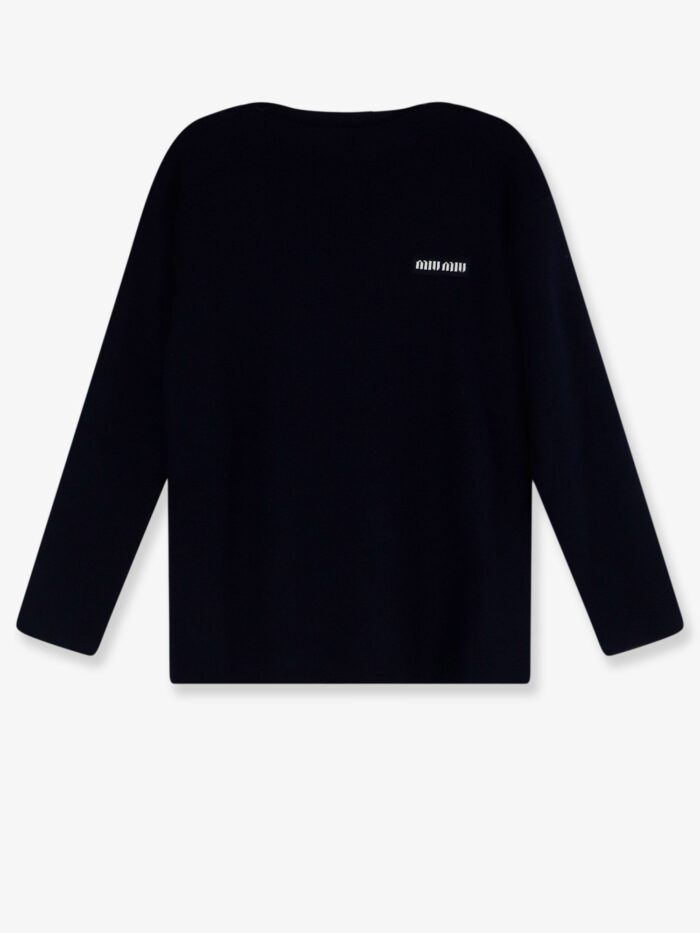 miu miu wool sweater with lettering logo Miu Miu Wool Sweater With Lettering Logo