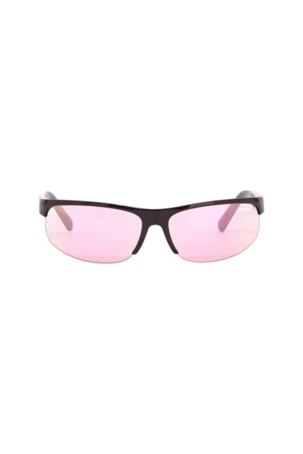 MIU MIU Wraparound Sunglasses Dark Brown Metallic Pink Lenses 2025