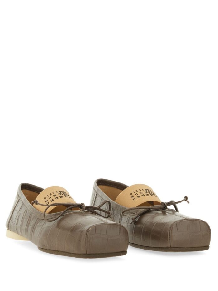 MM6 MAISON MARGIELA CROCODILE-EFFECT LEATHER BALLERINA