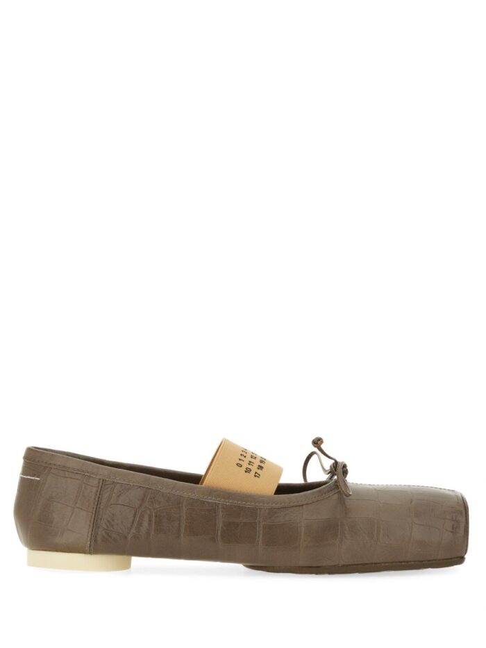 MM6 MAISON MARGIELA CROCODILE-EFFECT LEATHER BALLERINA