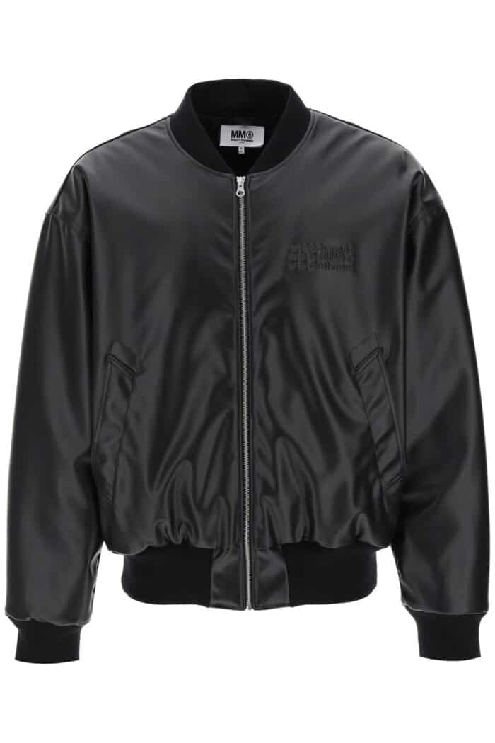 Mm6 Maison Margiela Faux Leather Bomber Jacket