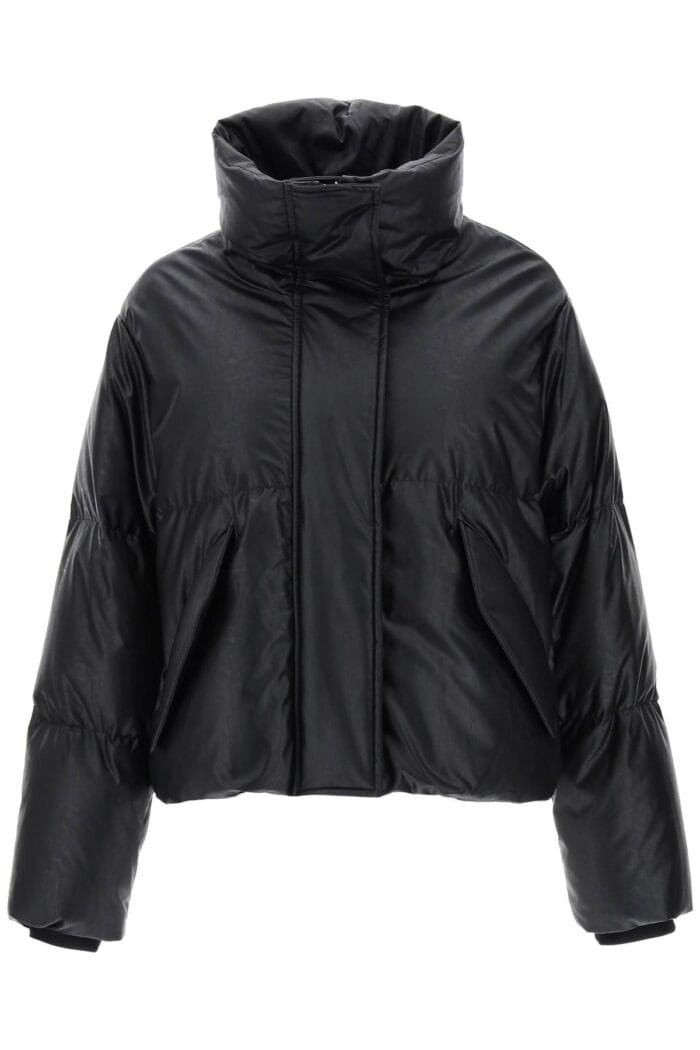 Mm6 Maison Margiela Faux Leather Puffer Jacket With Back Logo Embroidery