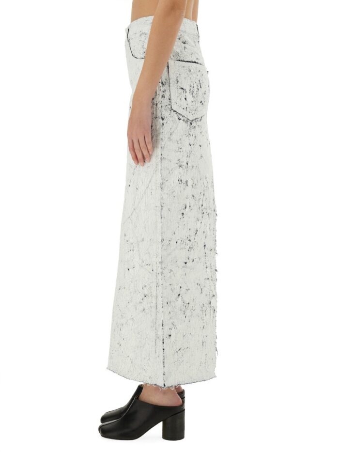 MM6 MAISON MARGIELA HAND-PAINTED DENIM LONG SKIRT