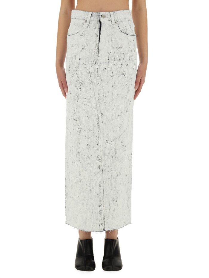 MM6 MAISON MARGIELA HAND-PAINTED DENIM LONG SKIRT