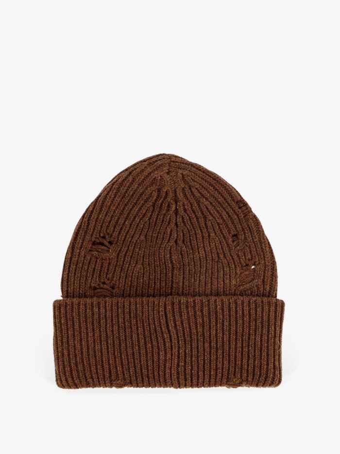 MM6 MAISON MARGIELA Wool Blend Beanie Hat With Distressed Effect