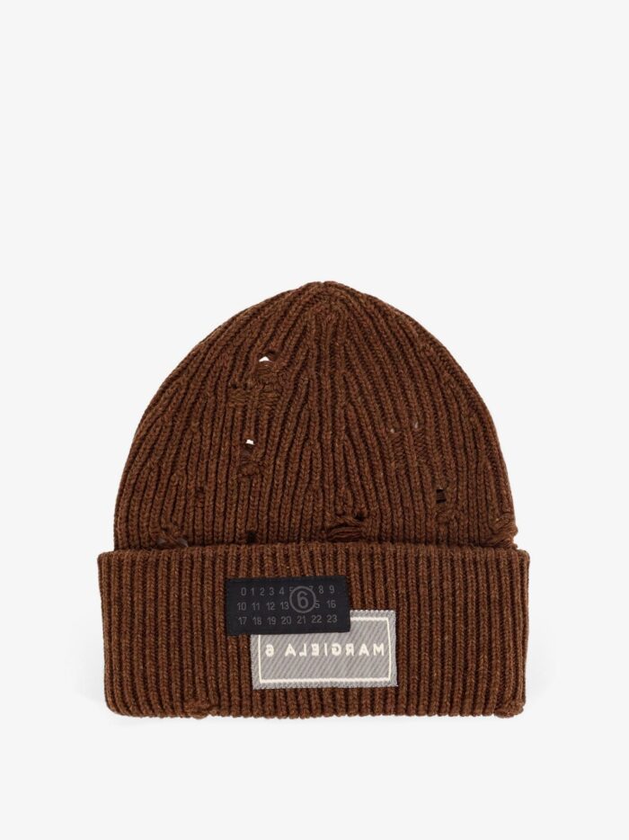 MM6 MAISON MARGIELA Wool Blend Beanie Hat With Distressed Effect