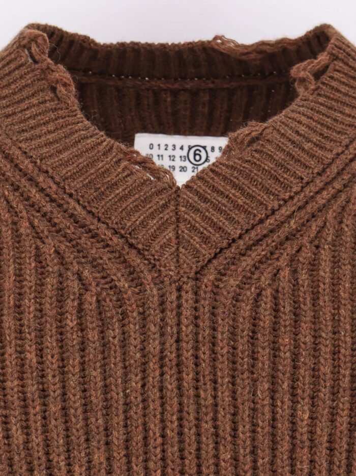 MM6 MAISON MARGIELA Wool Blend Sweater With Distressed Effect