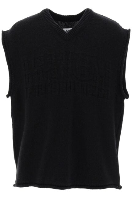 Mm6 Maison Margiela Wool Vest With Embossed Numeric Logo