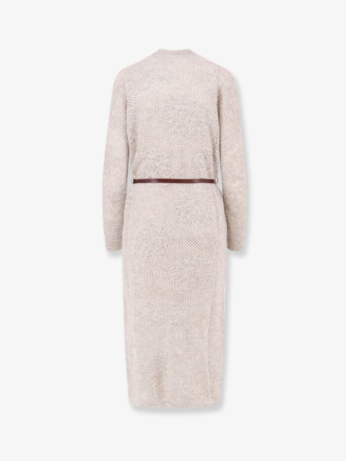 Brunello Cucinelli Mohair And Wool Blend Long Dress With All-over Dazzling Detail
