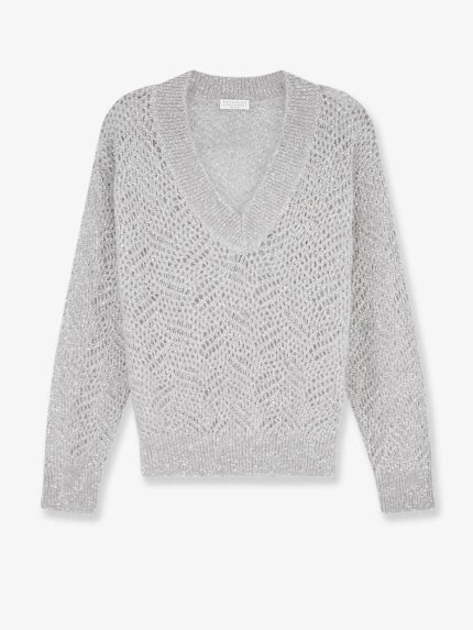 Brunello Cucinelli Mohair Blend Sweater With Dazzling Pattern