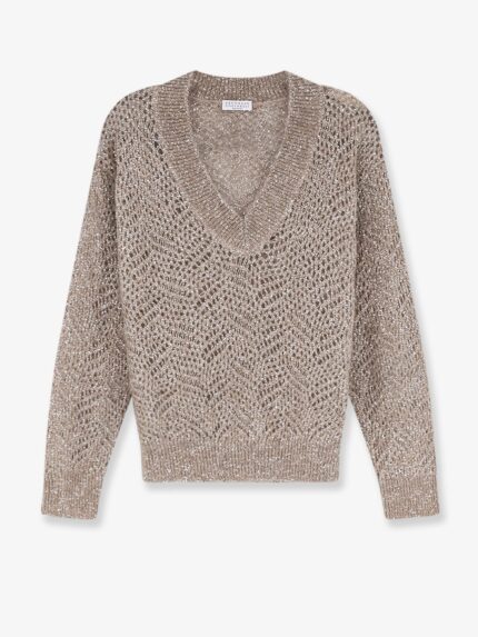 Brunello Cucinelli Mohair Blend Sweater With Dazzling Pattern