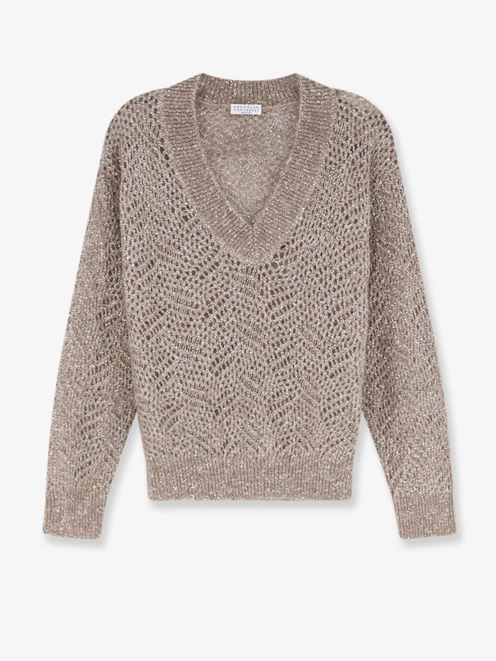 brunello cucinelli mohair blend sweater with dazzling pattern Brunello Cucinelli Mohair Blend Sweater With Dazzling Pattern