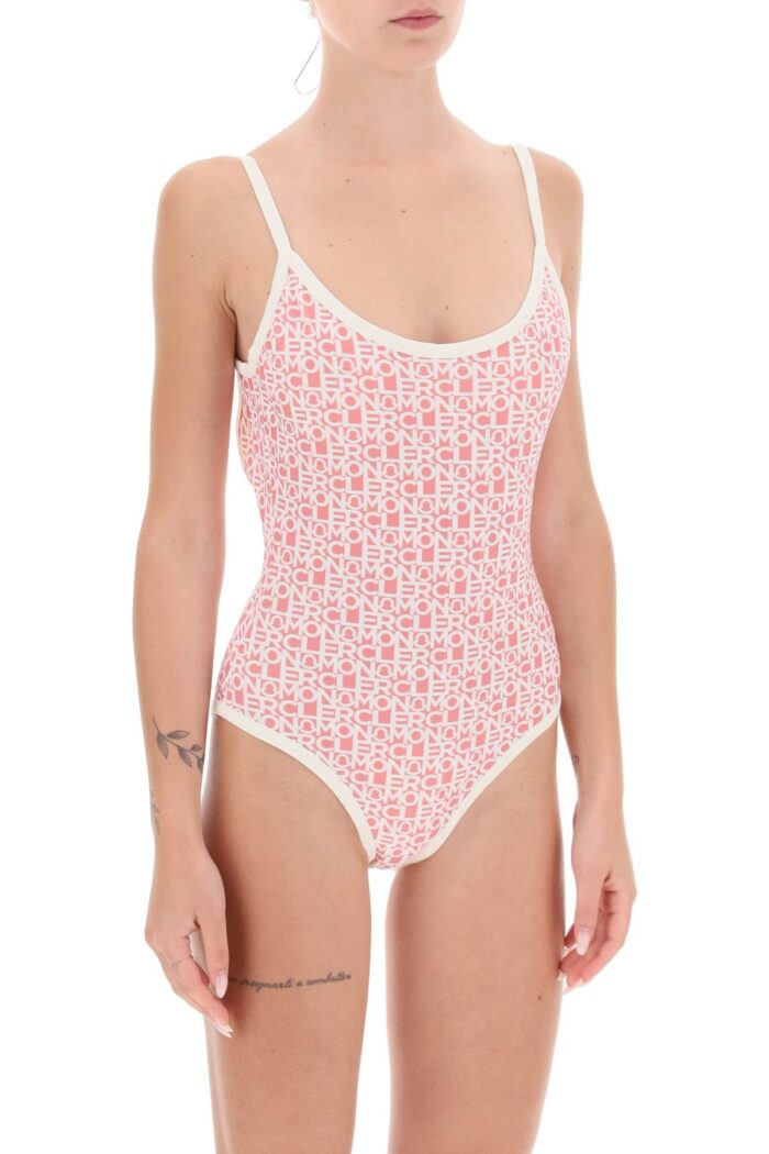 Moncler Basic Logo Print One-piece Swimsuit