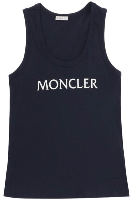 Moncler Basic Logo Print Ribbed Tank Top