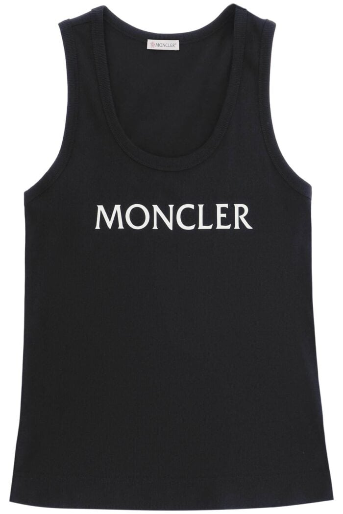 Moncler Basic Logo Print Ribbed Tank Top