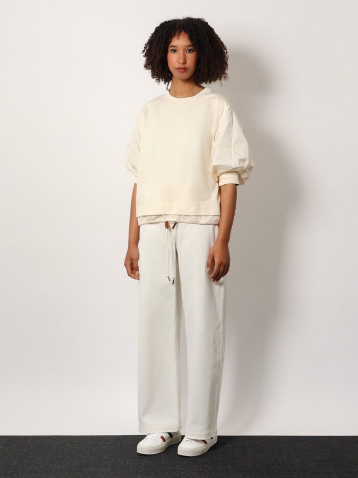 Moncler Cotton And Nylon T-shirt With Puffed Sleeves