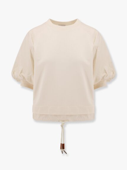Moncler Cotton And Nylon T-shirt With Puffed Sleeves