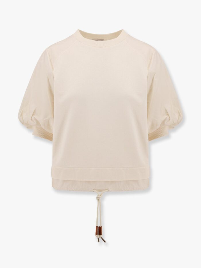 Moncler Cotton And Nylon T-shirt With Puffed Sleeves