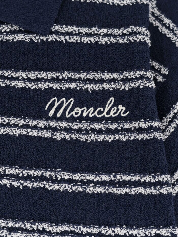 Moncler Cotton Blend Polo Shirt With Bouclé Effect