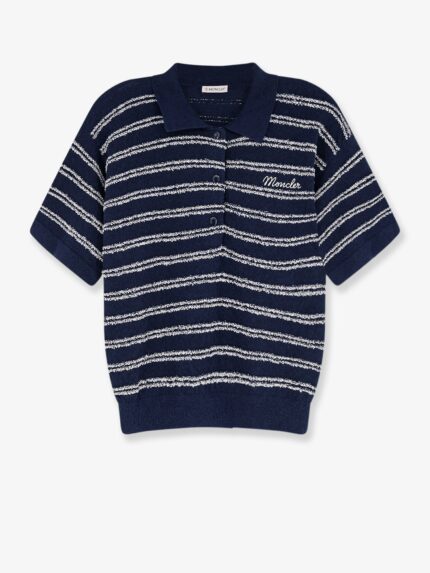Moncler Cotton Blend Polo Shirt With Bouclé Effect
