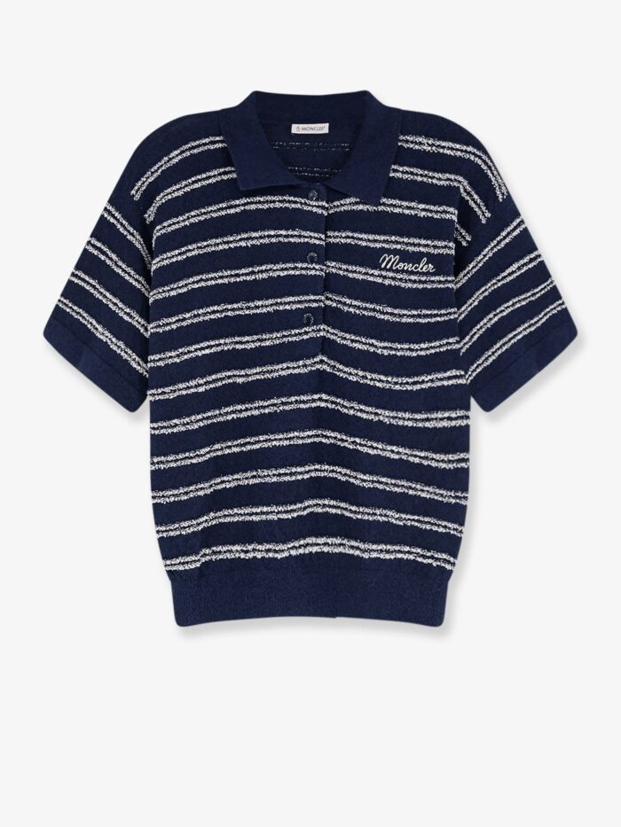 Moncler Cotton Blend Polo Shirt With Bouclé Effect