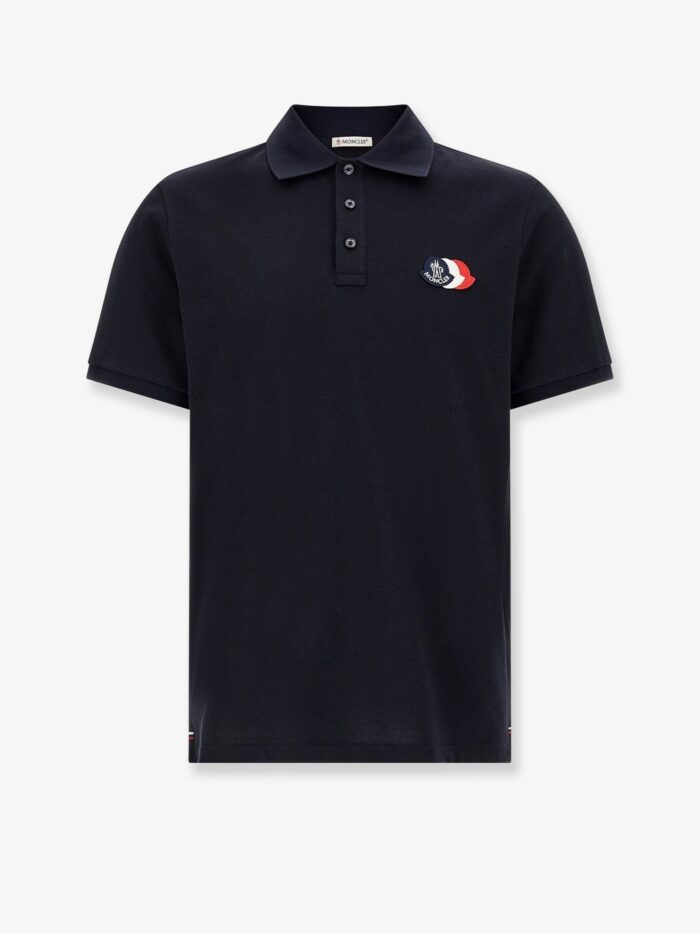 Moncler Cotton Polo Shirt With Tricolor Logo Patch