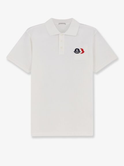 Moncler Cotton Polo Shirt With Tricolour Logo Patch