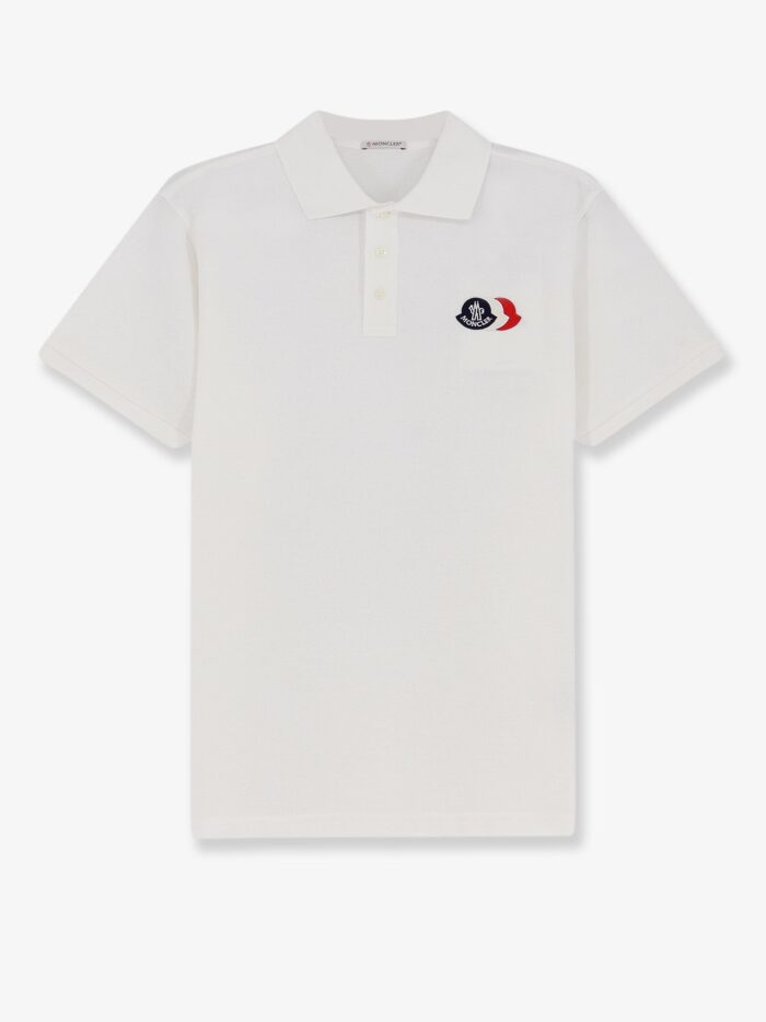 Moncler Cotton Polo Shirt With Tricolour Logo Patch