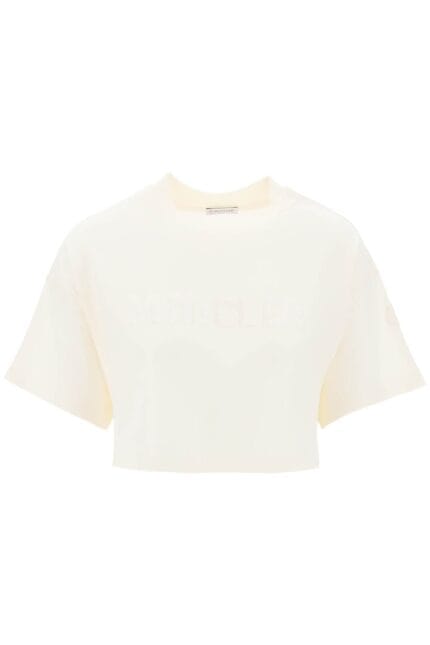 MONCLER Cropped T-shirt With Sequin Logo