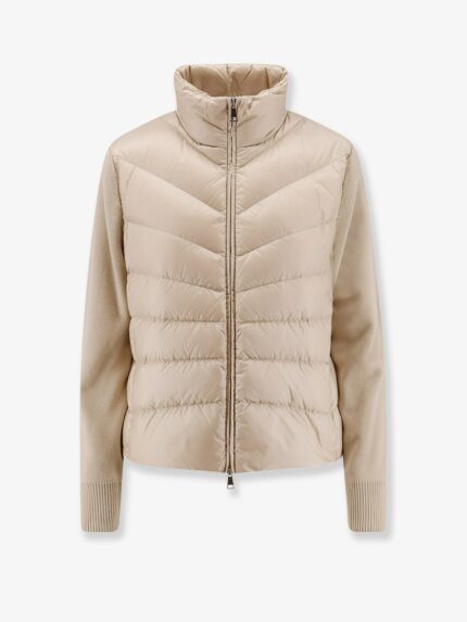Moncler Nylon Down Jacket With Wool Sleeves