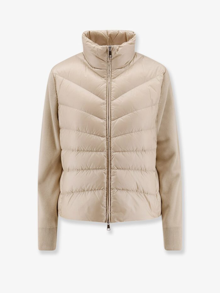 Moncler Nylon Down Jacket With Wool Sleeves
