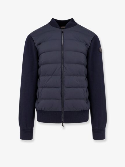 Moncler Nylon Down Jacket With Wool Sleeves