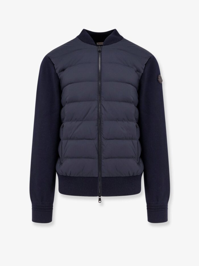 Moncler Nylon Down Jacket With Wool Sleeves