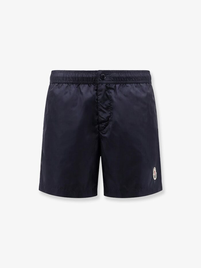 Moncler Nylon Swim Trunks With Logo Patch On The Bottom