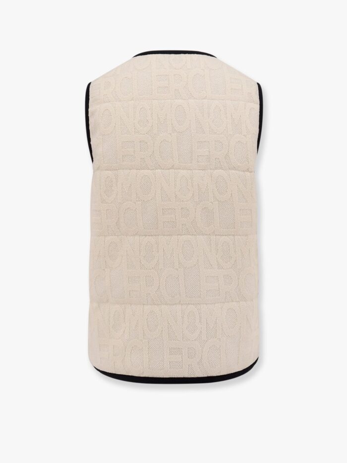 Moncler Padded Cotton Blend Vest With All-over Logo