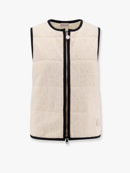 Moncler Padded Cotton Blend Vest With All-over Logo